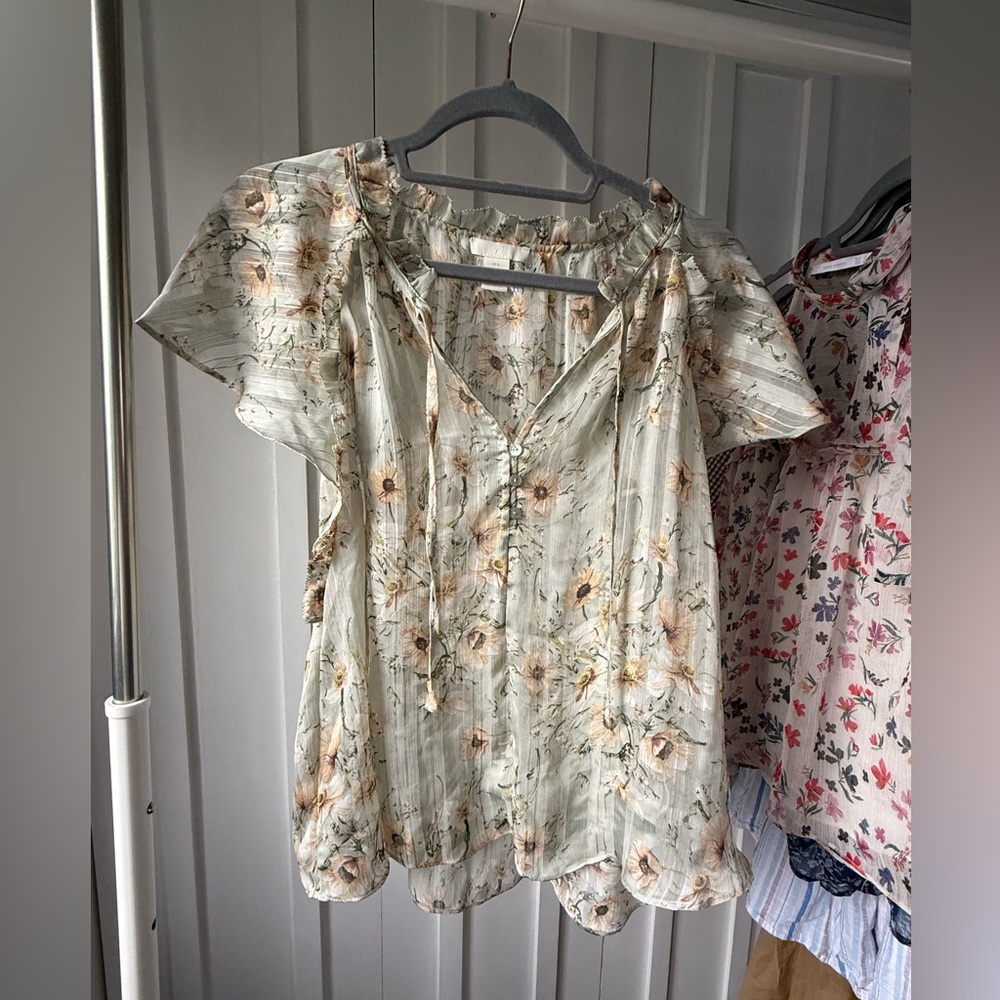 H&M Cream Floral Blouse
